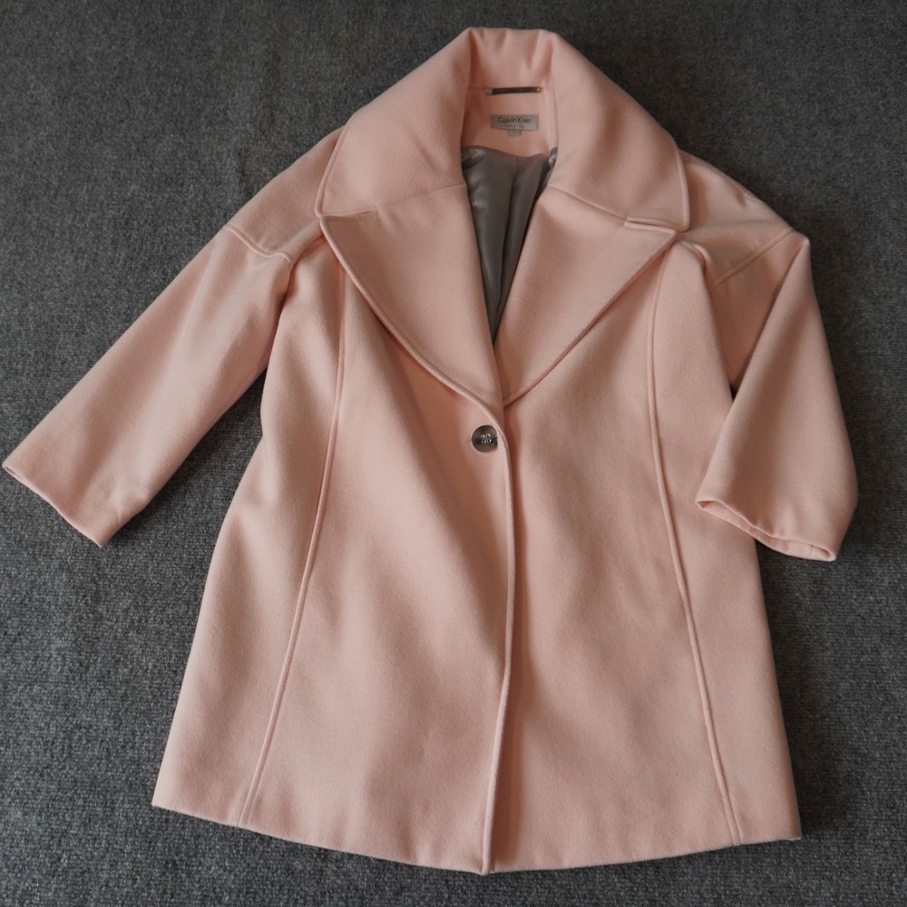 Calvin Klein Premium Pink Wool Blend Coat Jacket Career Business Casual Size 6‎
